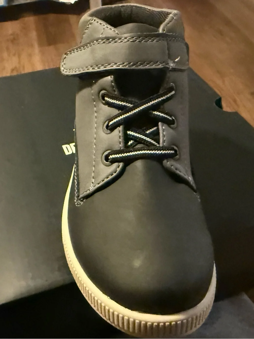 Deer Stags Kids Blue-Gray High Top Sneaker with Cream Sole